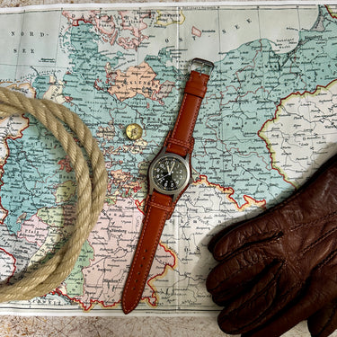 RIOS1931 TULA Genuine Leather Bund Watch Strap in COGNAC